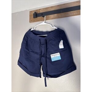 NWT Cg Cg Marguerita Comfort Waist Shorts Womens Large Navy Blue Adjustable Roll